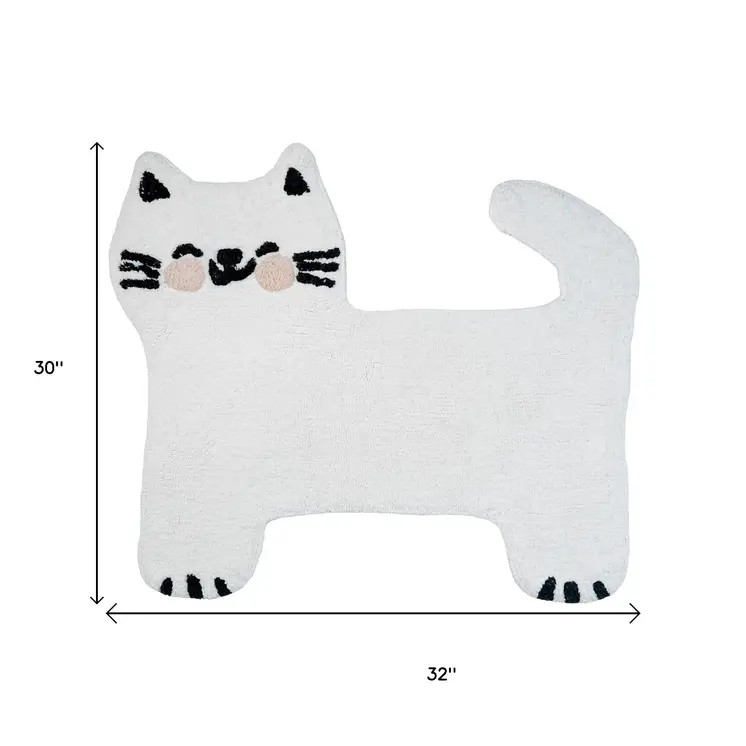 2' X 3' Black And White Kitty Cat Youthful Washable Area Rug