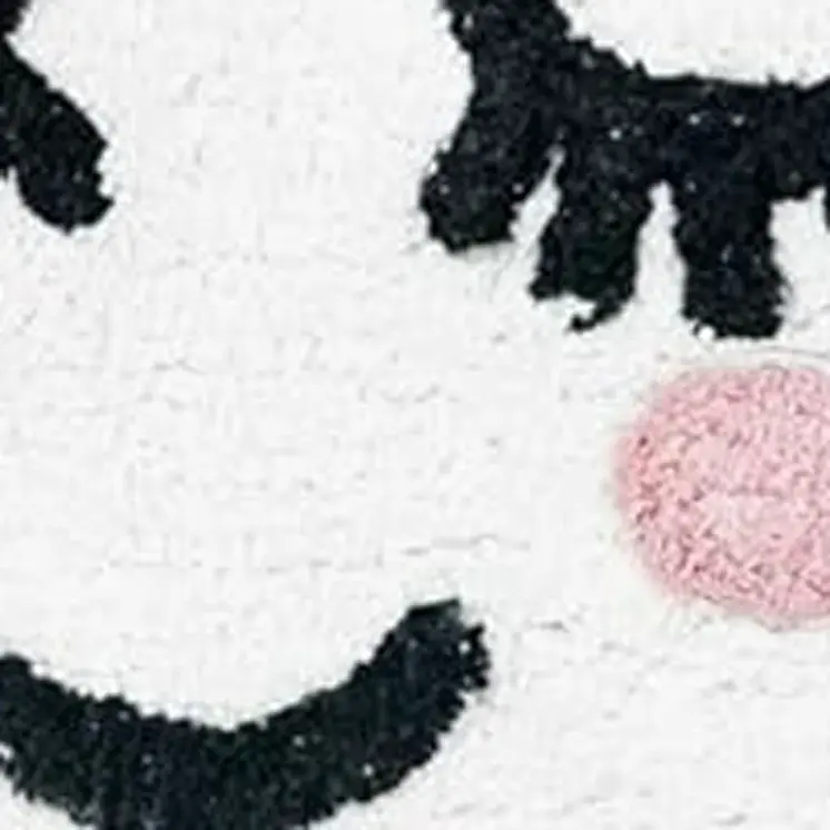 2' X 4' White Cloud Shape Smiley Face Washable Area Rug With Tassels