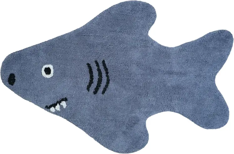 2' X 4' Dark Blue And White Shark Youthful Washable Area Rug