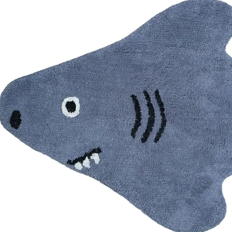 2' X 4' Dark Blue And White Shark Youthful Washable Area Rug