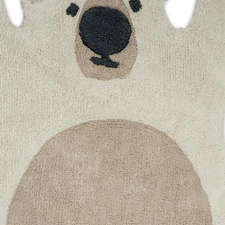 2' X 4' Brown And Off White Bear Youthful Hand Knotted Washable Area Rug