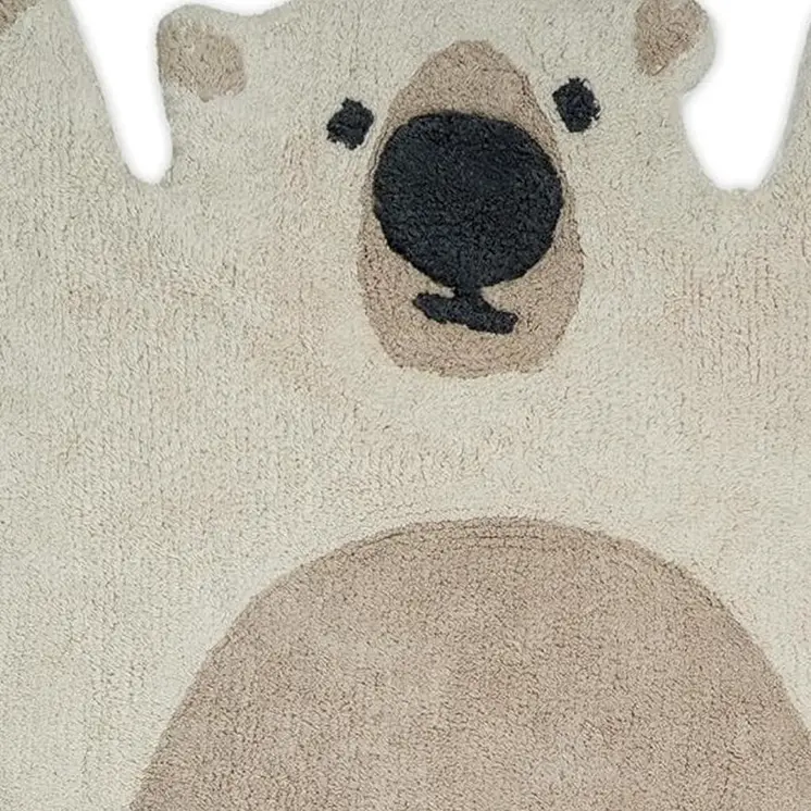 2' X 4' Brown And Off White Bear Youthful Hand Knotted Washable Area Rug