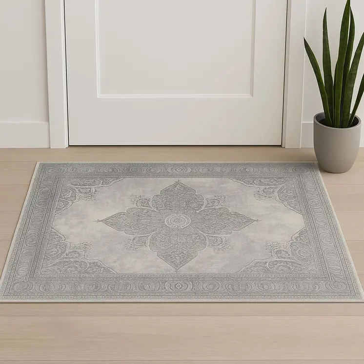 2' X 3' Gray And Beige Moroccan Area Rug