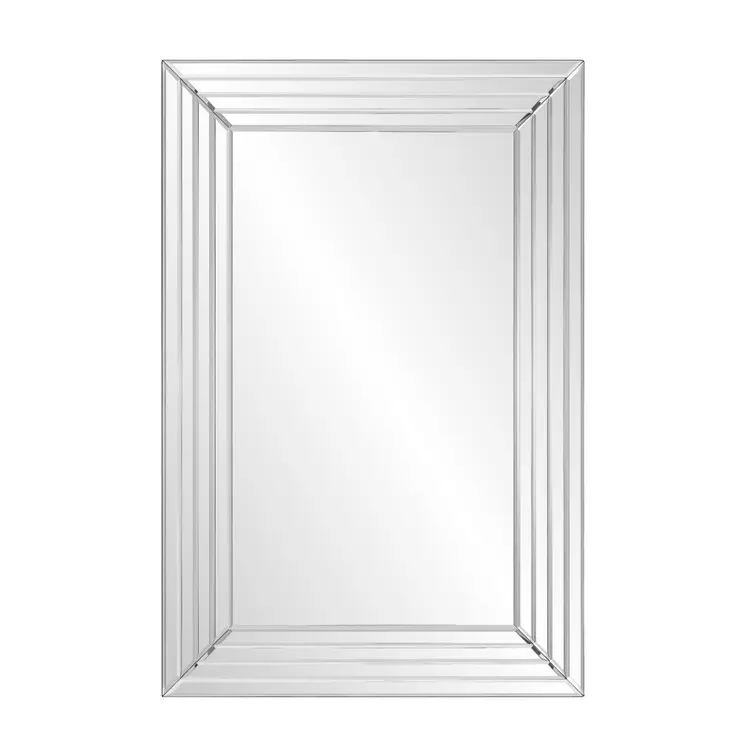 39" Silver Geo Lines Frameless Accent Mirror