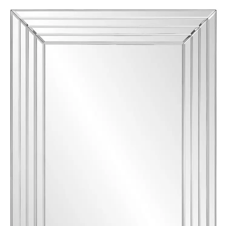 39" Silver Geo Lines Frameless Accent Mirror