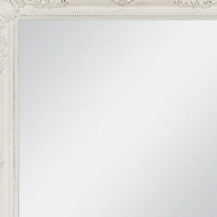 40" White Wood Ornate Framed Accent Mirror
