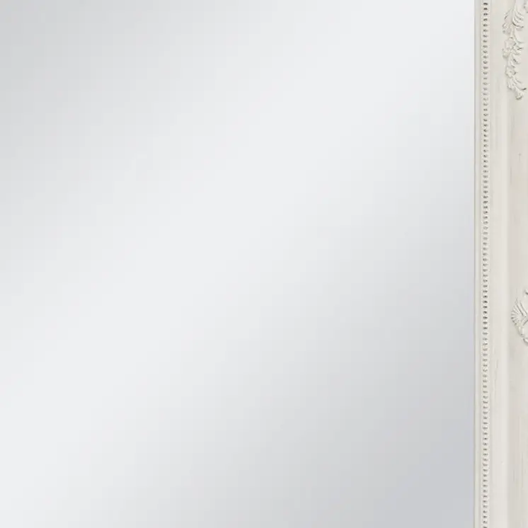 40" White Wood Ornate Framed Accent Mirror