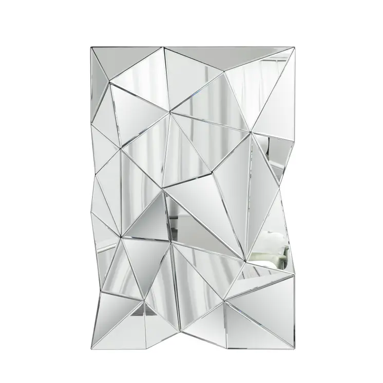 40" Abstract Geometric Faceted Frameless Accent Mirror