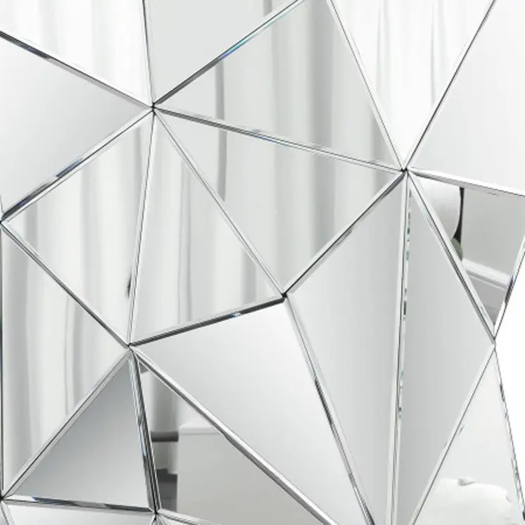 40" Abstract Geometric Faceted Frameless Accent Mirror