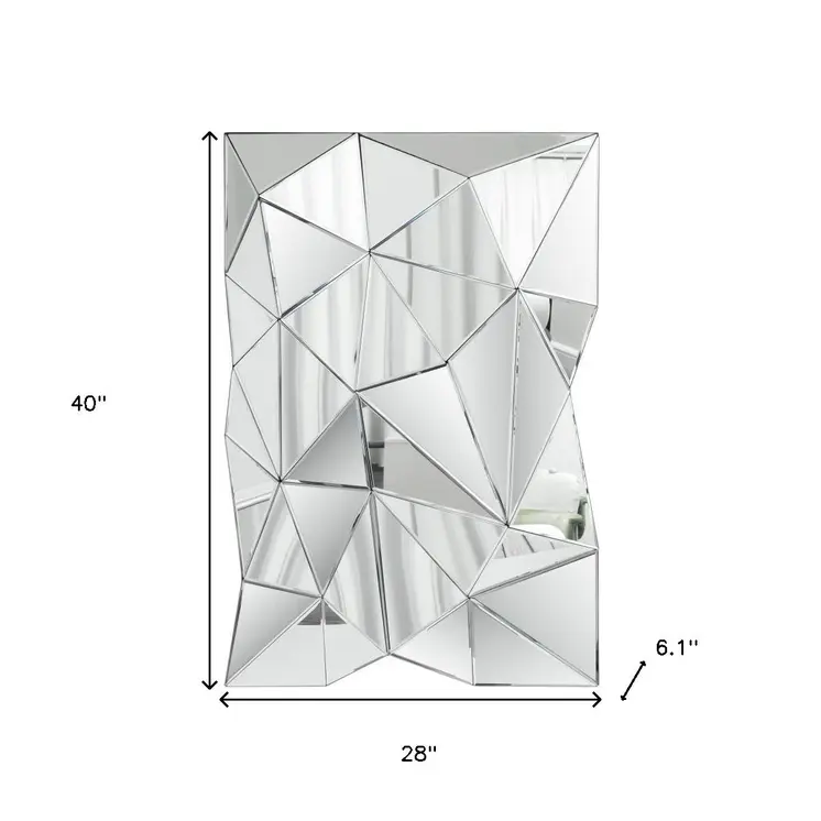 40" Abstract Geometric Faceted Frameless Accent Mirror