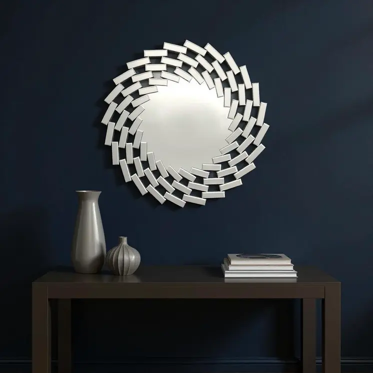 20" Silver Round Sunburst Frameless Accent Mirror