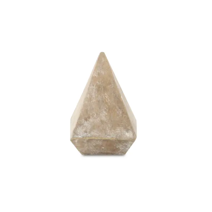 3" Brown Solid Wood Pyramid Decorative Sculpture