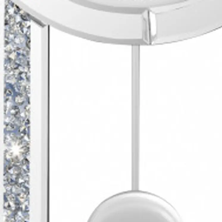15" Silver Faux Crystal And Mirrored Glass Silent Analog Oval Wall Clock