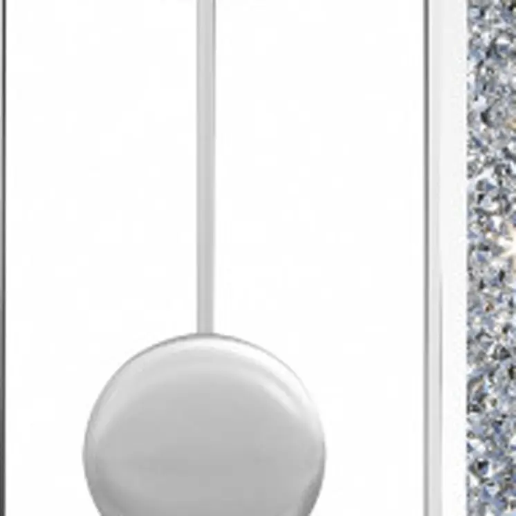 15" Silver Faux Crystal And Mirrored Glass Silent Analog Oval Wall Clock