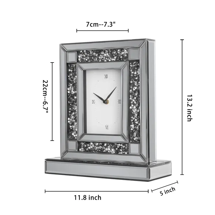 16" Silver Glass and Wood Silent Analog Novelty Wall Clock
