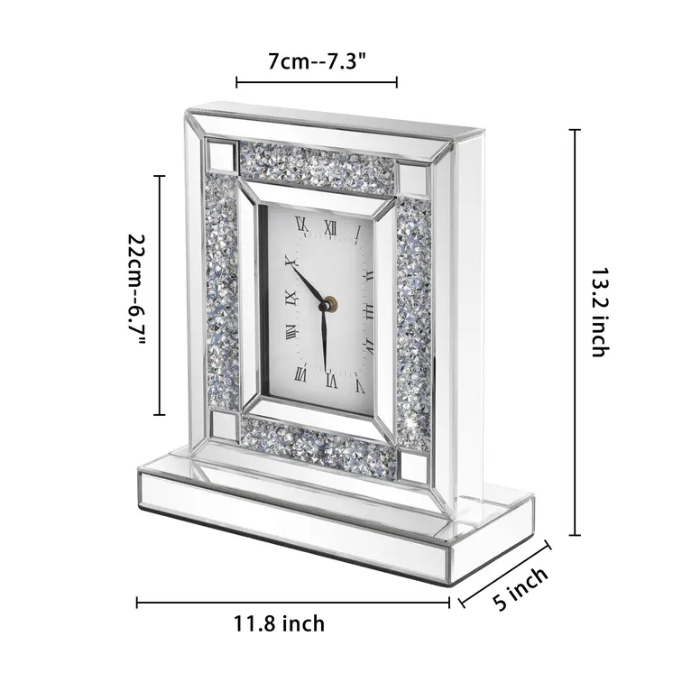 16" Black Glass and Wood Silent Analog Novelty Wall Clock
