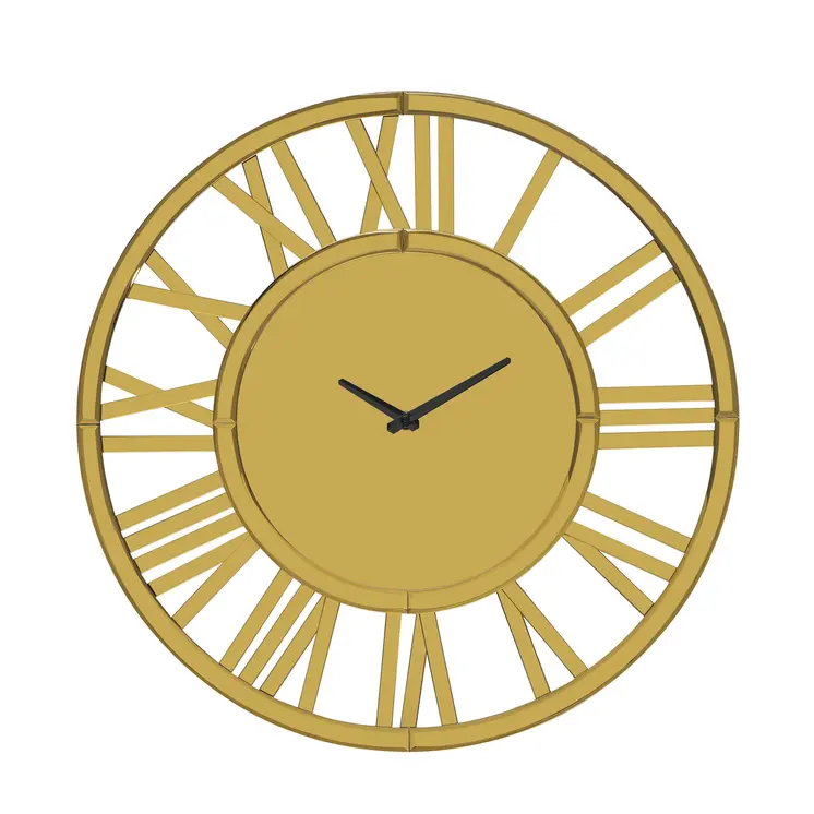 43" Gold Mirrored Acrylic Silent Analog Circle Wall Clock