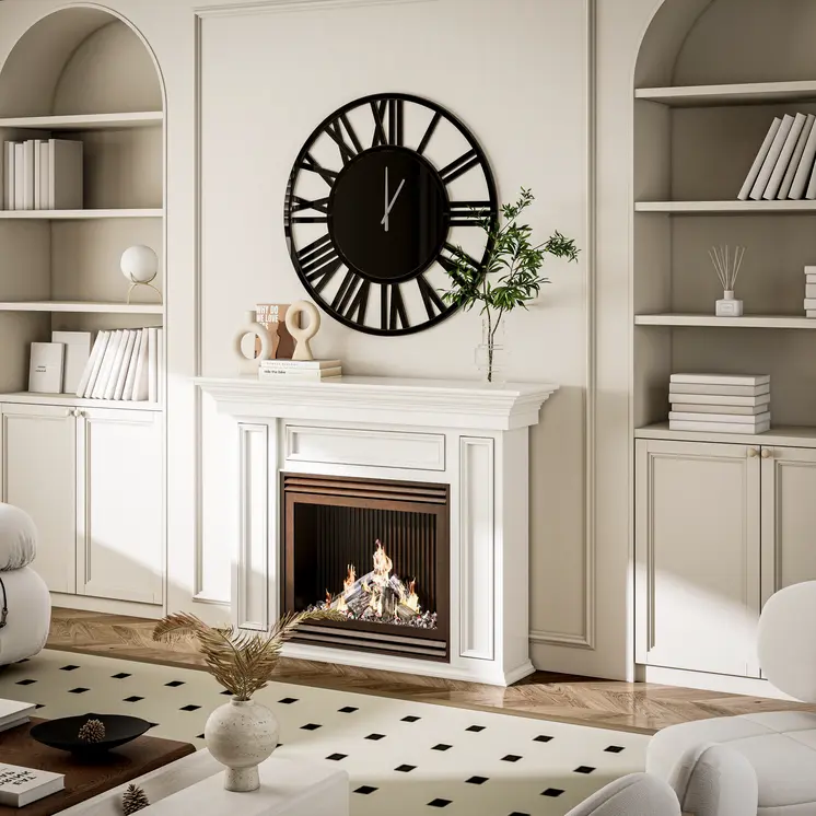 43" Black Mirrored Acrylic Silent Analog Circle Wall Clock
