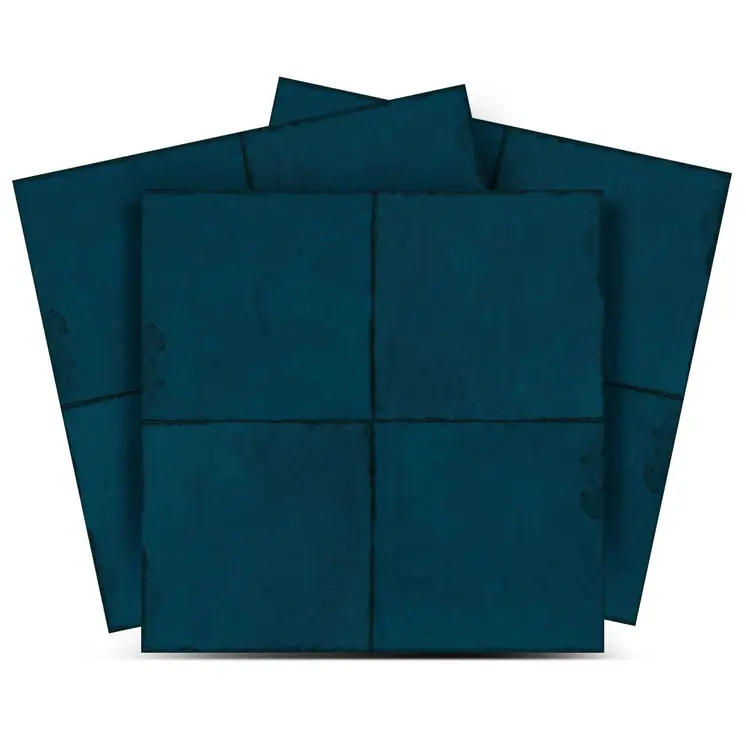 12" x 12" Blue Vinyl Arabesque Peel And Stick Removable Tiles