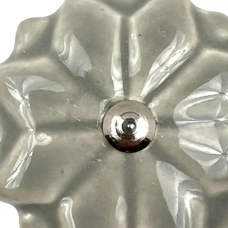 Set of Six Gray Ceramic Floral Drawer Pull Knobs