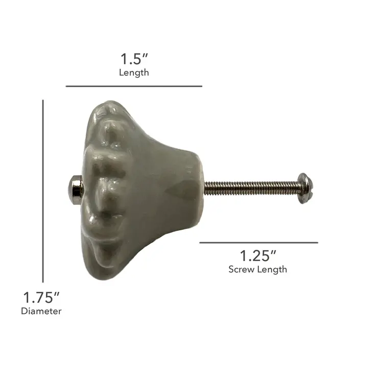 Set of Six Gray Ceramic Drawer Pull Knobs