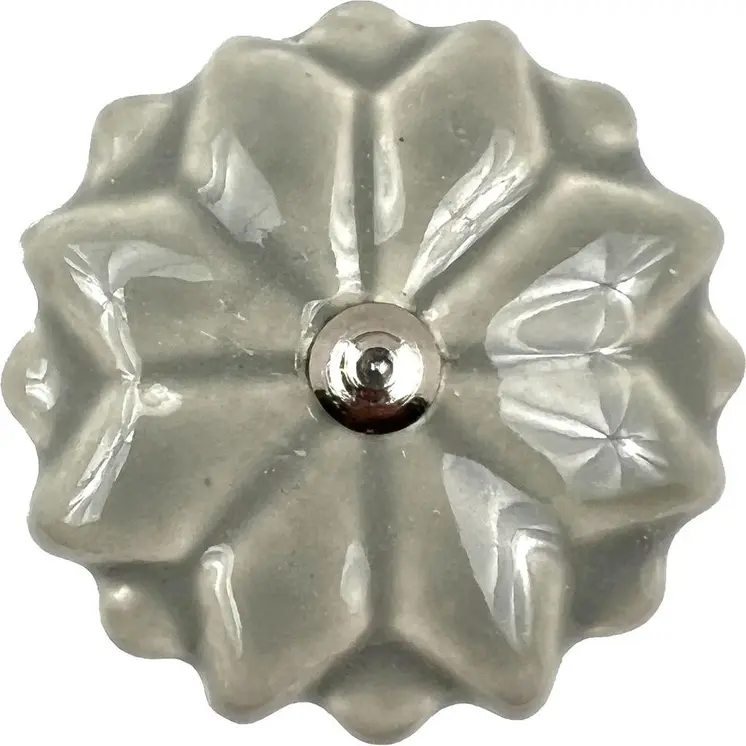 Set of Six Gray Ceramic Drawer Pull Knobs