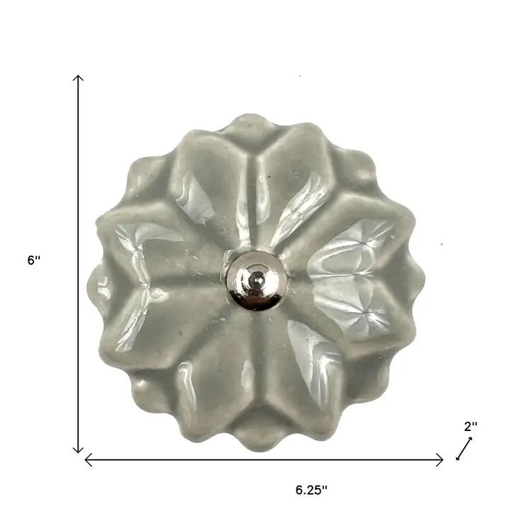 Set of Six Gray Ceramic Drawer Pull Knobs