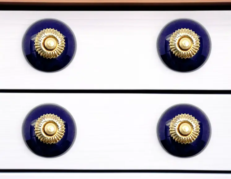 Set of Six Cobalt And Gold Ceramic Drawer Pull Knobs