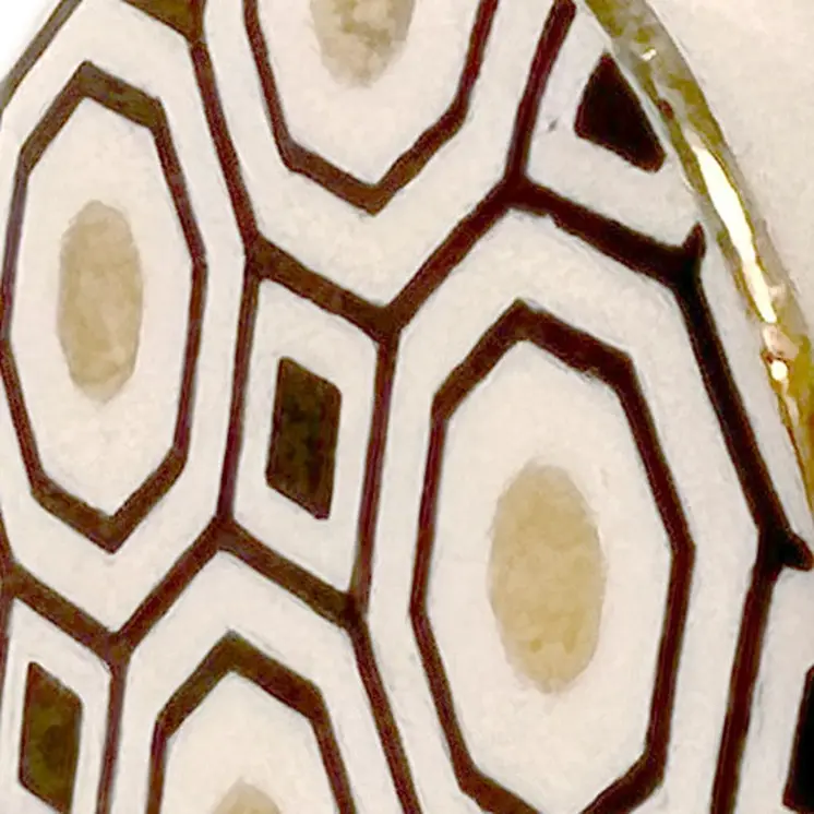 Set of Six White Silver And Gold Geometric Ceramic Drawer Pull Knobs