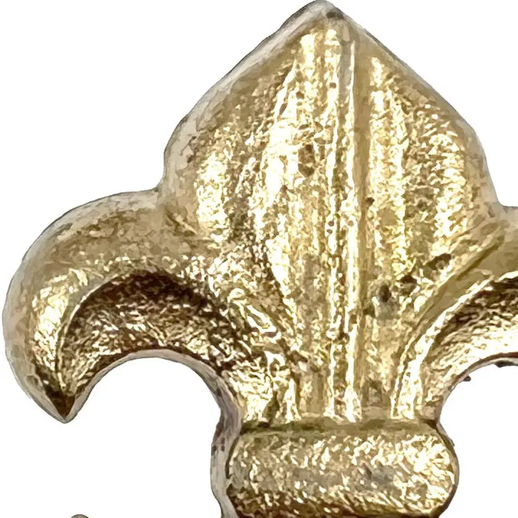 Set of Six Gold Cast Aluminum Fleur De Lis Drawer Pull Knobs