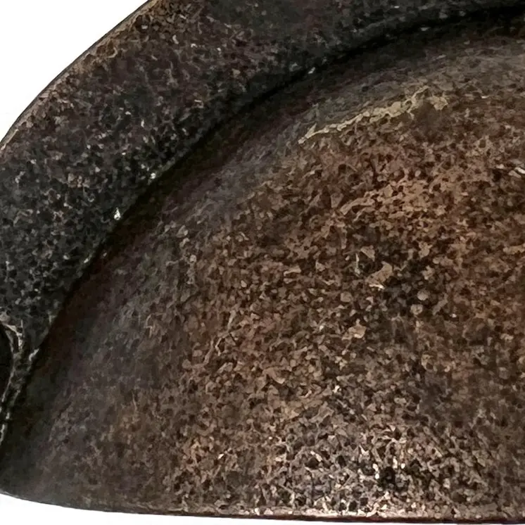 Set of Six Distressed Bronze Metal Cup Drawer Pull Knobs