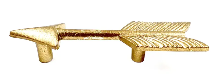 Set of Six Brass Cast Aluminum Arrow Drawer Pull Knobs