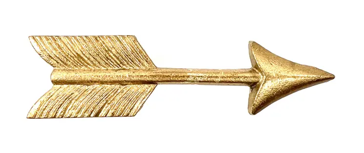 Set of Six Brass Cast Aluminum Arrow Drawer Pull Knobs