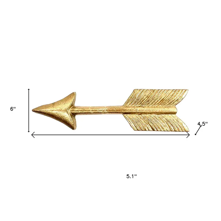 Set of Six Brass Cast Aluminum Arrow Drawer Pull Knobs