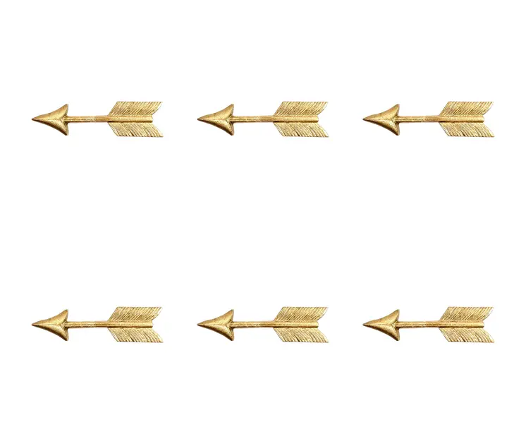 Set of Six Brass Cast Aluminum Arrow Drawer Pull Knobs