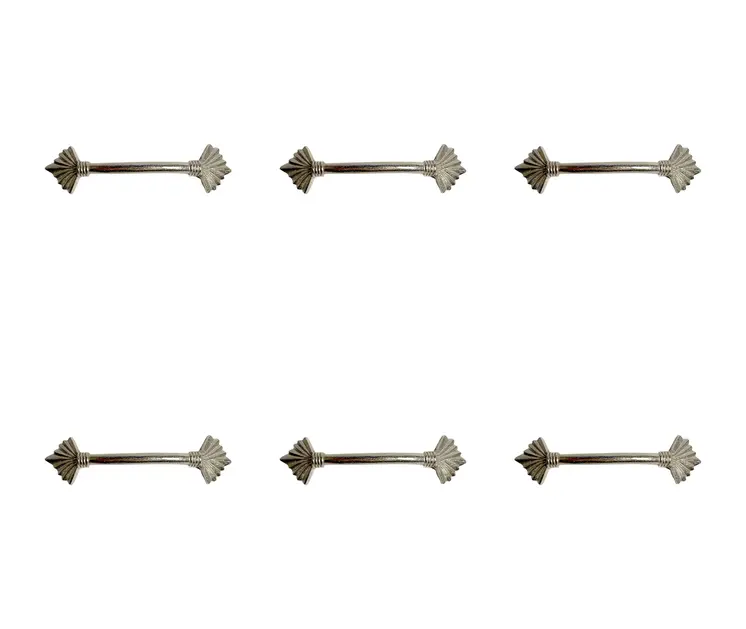 Set of Six Silver Metal Drawer Pull Knobs