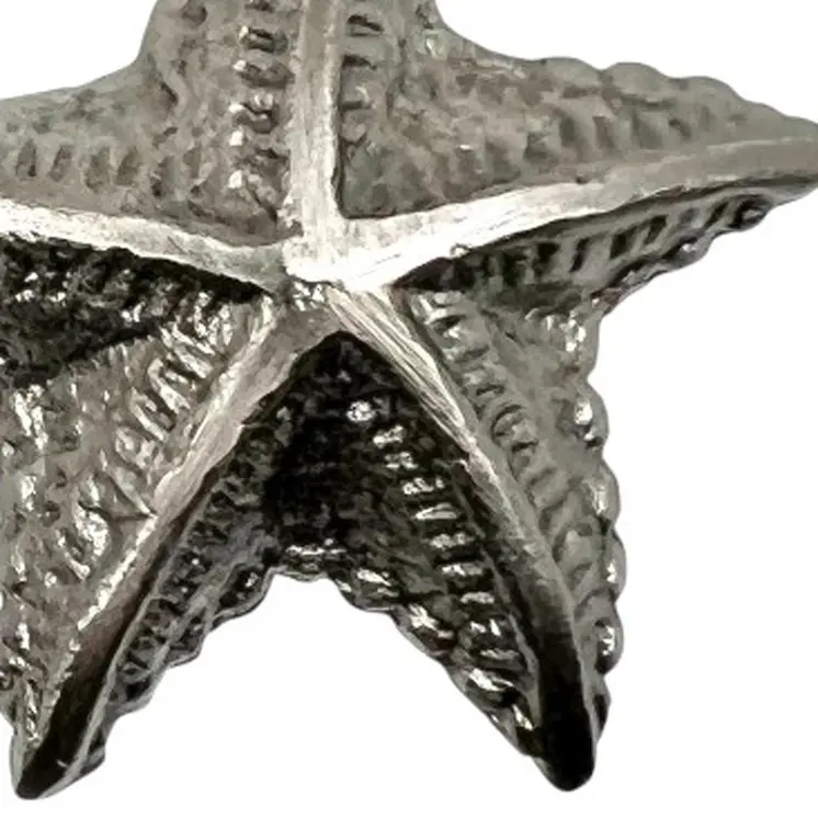Set of Six Silver Iron Starfish Drawer Pull Knobs