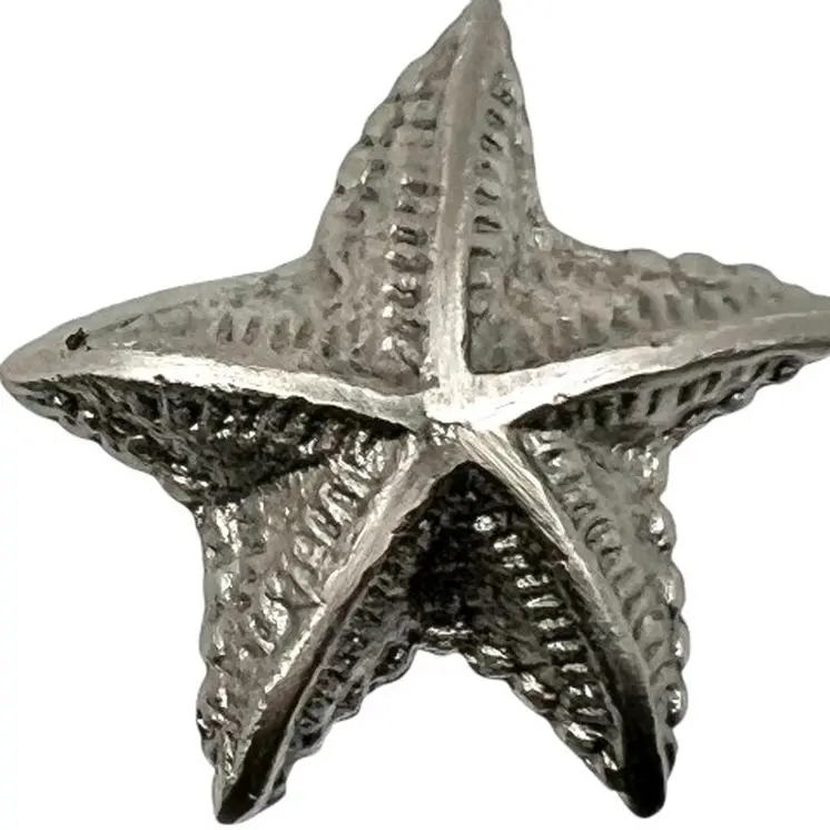 Set of Six Silver Iron Starfish Drawer Pull Knobs