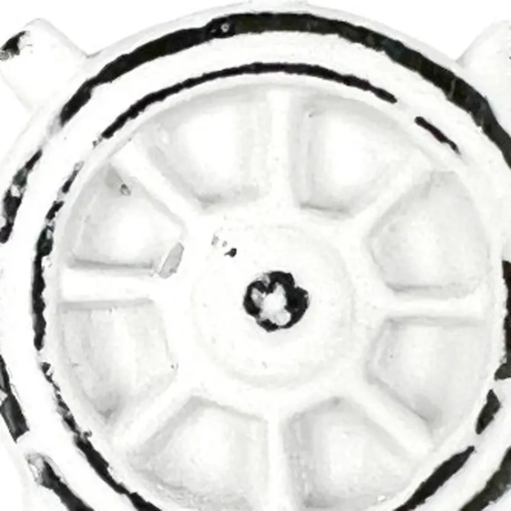 Set of Six Rustic White Iron Captains Wheel Drawer Pull Knobs