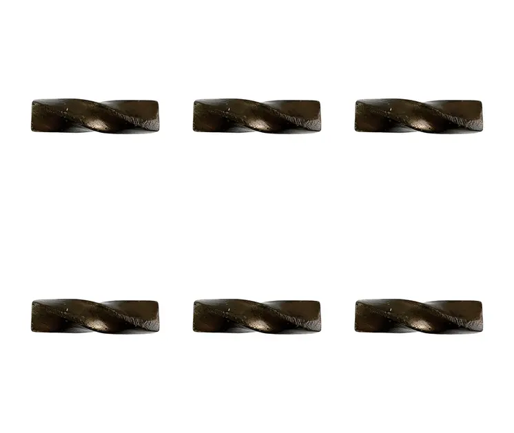 Set of Six Distressed Bronze Twisted Geometric Metal Drawer Pull Knobs