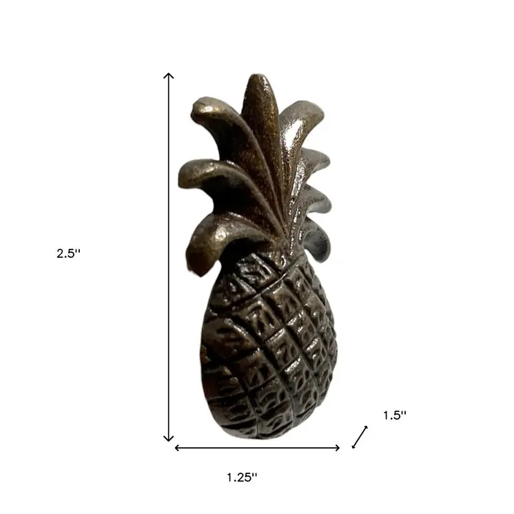 Set of Six Antiqued Bronze Metal Pineapple Drawer Pull Knobs