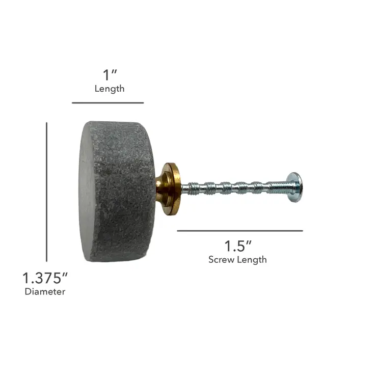 Set of Six Gray Stone Disc Shape Drawer Pull Knobs