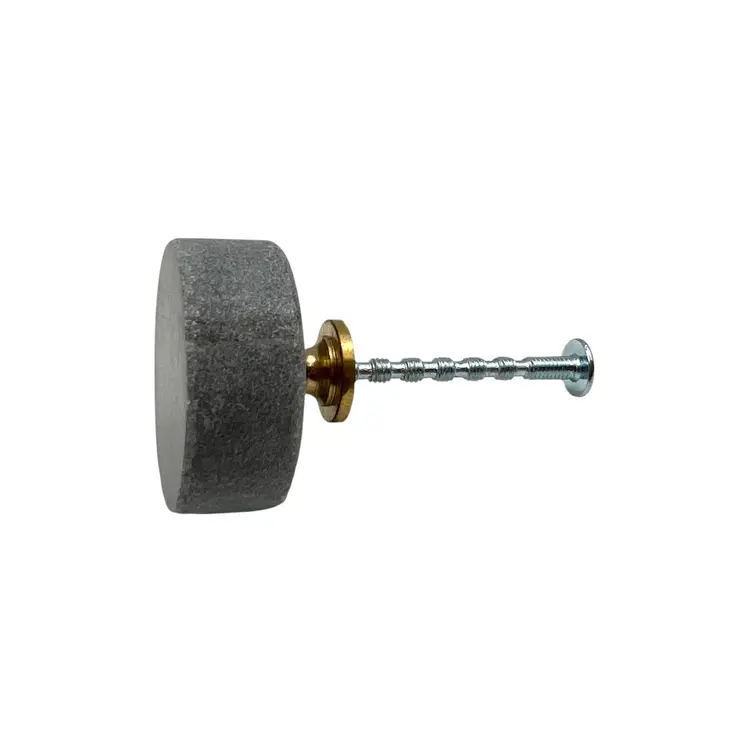 Set of Six Gray Stone Disc Shape Drawer Pull Knobs