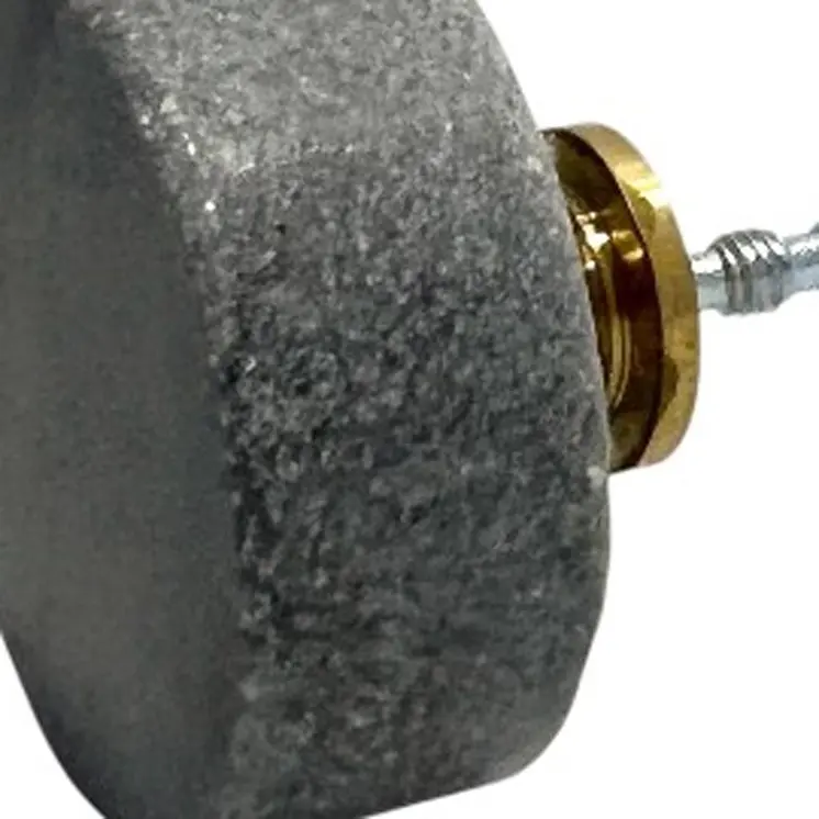 Set of Six Gray Stone Disc Shape Drawer Pull Knobs