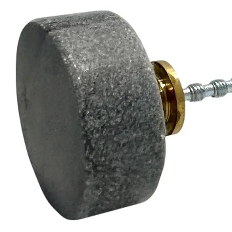 Set of Six Gray Stone Disc Shape Drawer Pull Knobs