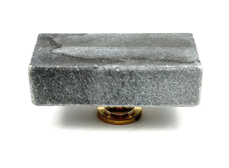 Set of Six Gray Stone Rectangular Drawer Pull Knobs
