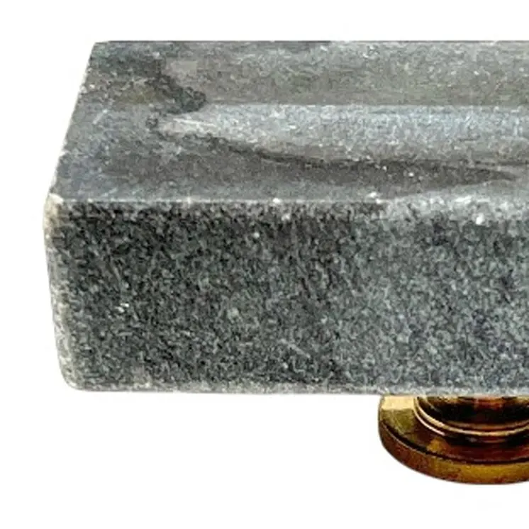 Set of Six Gray Stone Rectangular Drawer Pull Knobs