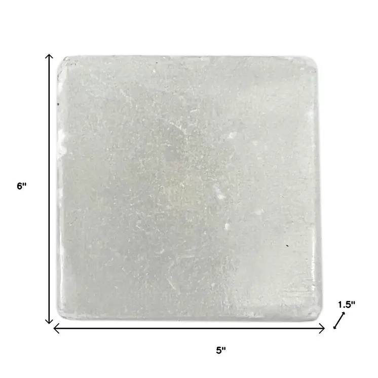 Set of Six White Stone Square Drawer Pull Knobs