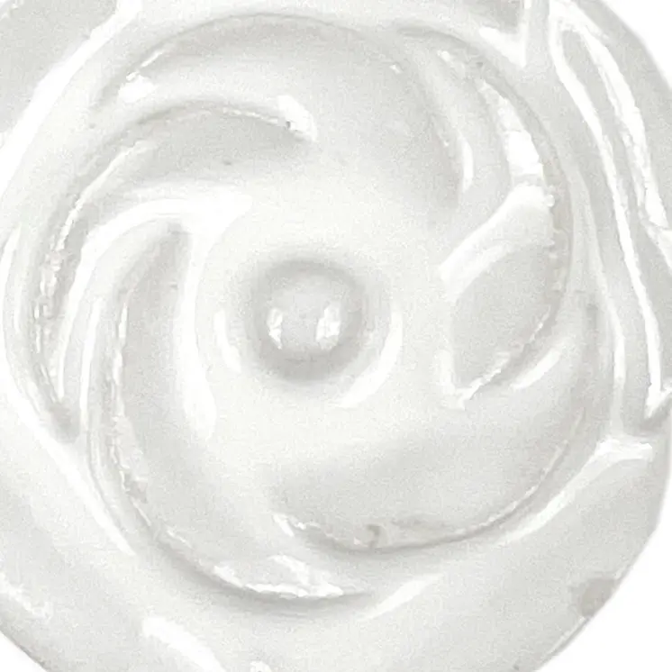 Set of Six White Ceramic Flower Shape Drawer Pull Knobs