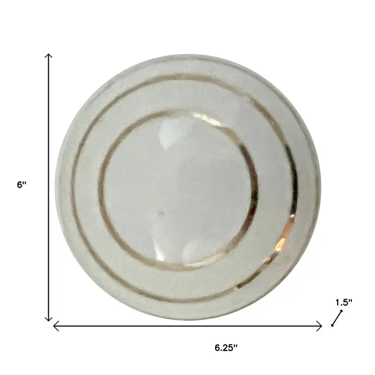 Set of Six White And Gold Geometric Ceramic Drawer Pull Knobs